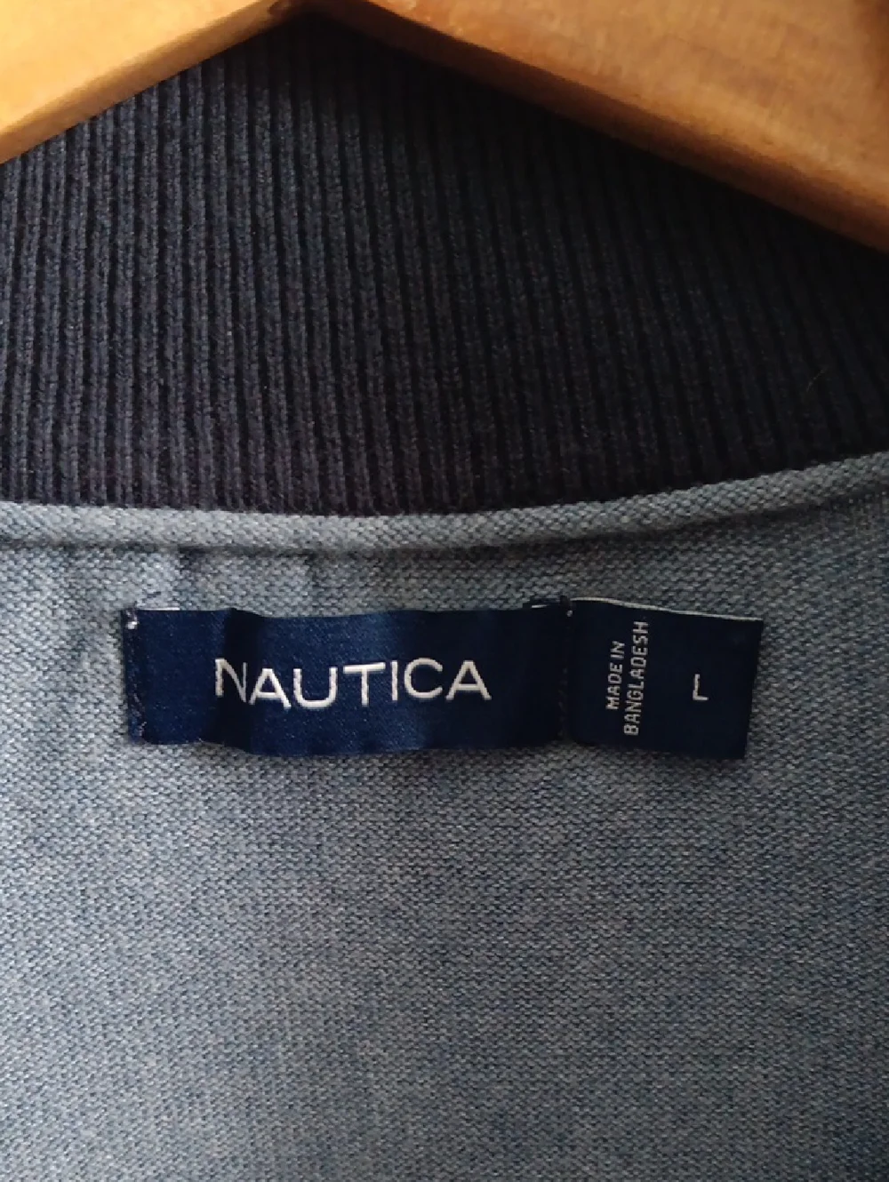 Men's Nautica Blue Cotton Quater-Zip Sweater - Size L